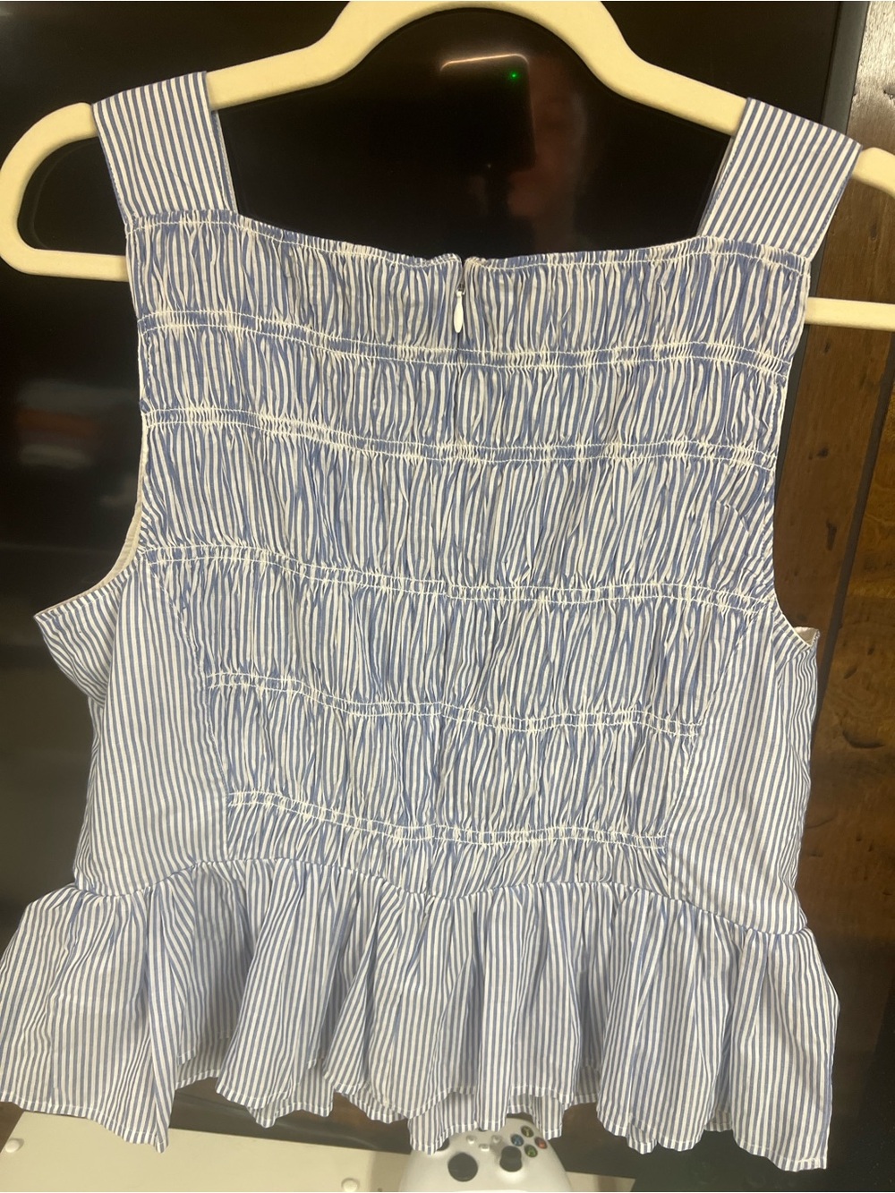 J. Crew Blue and White Striped Smocked Tank - Picture 4 of 6